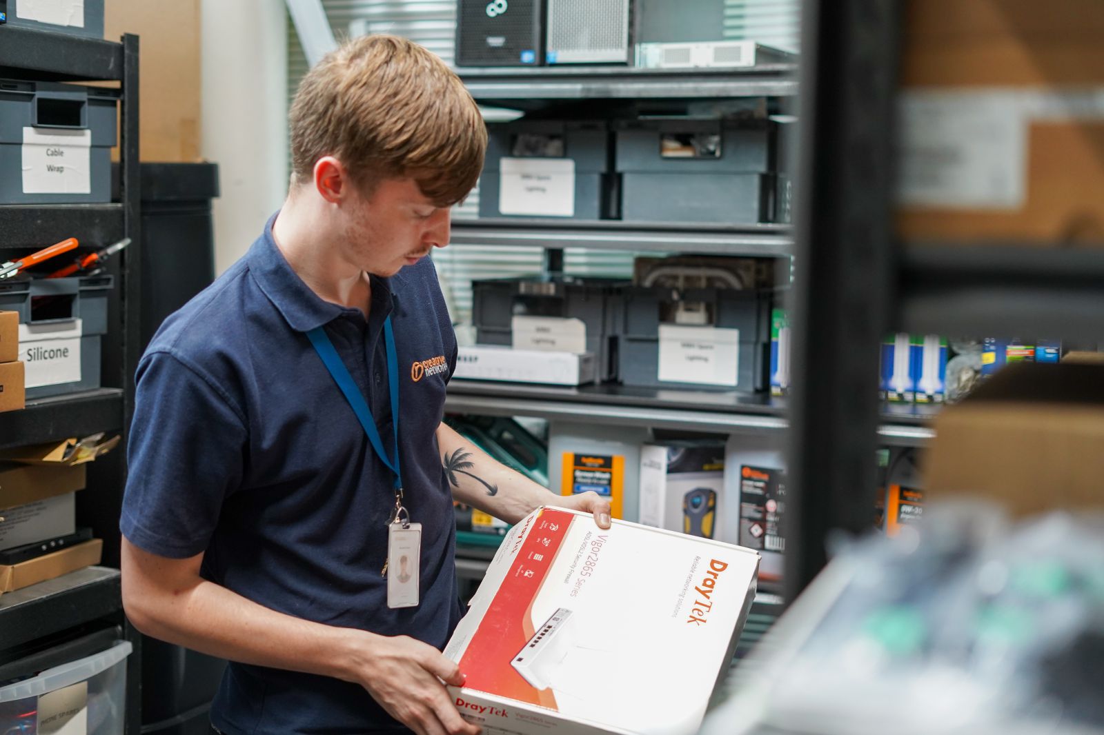 engineer handling hardware draytek