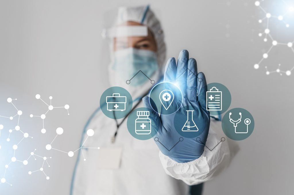 medical banner with doctor wearing equipment