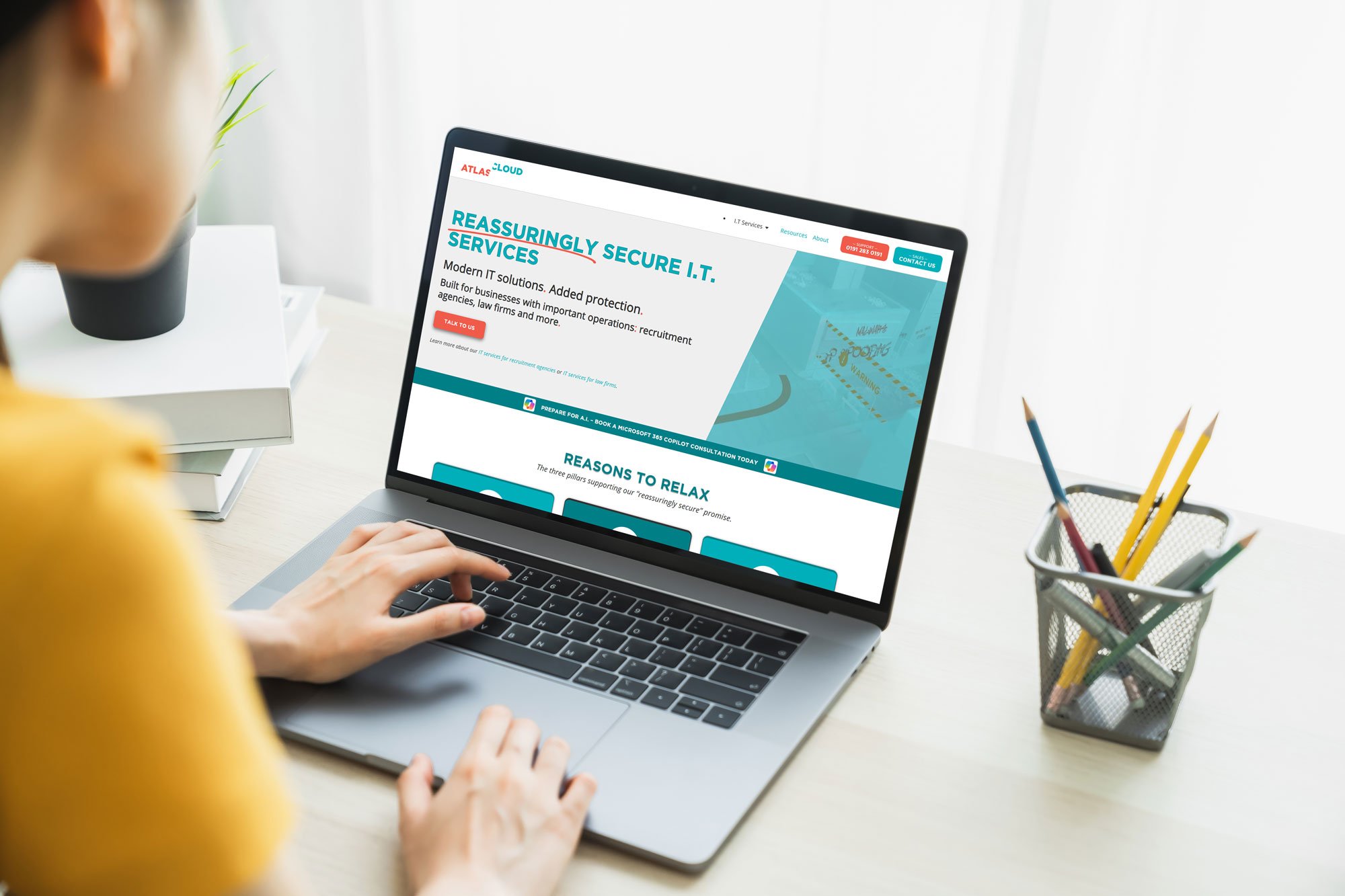 woman hand using laptop type keyboard mockup screen advertisement